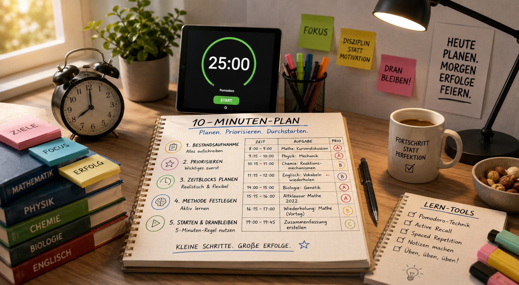 Der 10-Minuten-Lernplan: Dein Weg zu stressfreien Bestnoten und maximalem Fokus