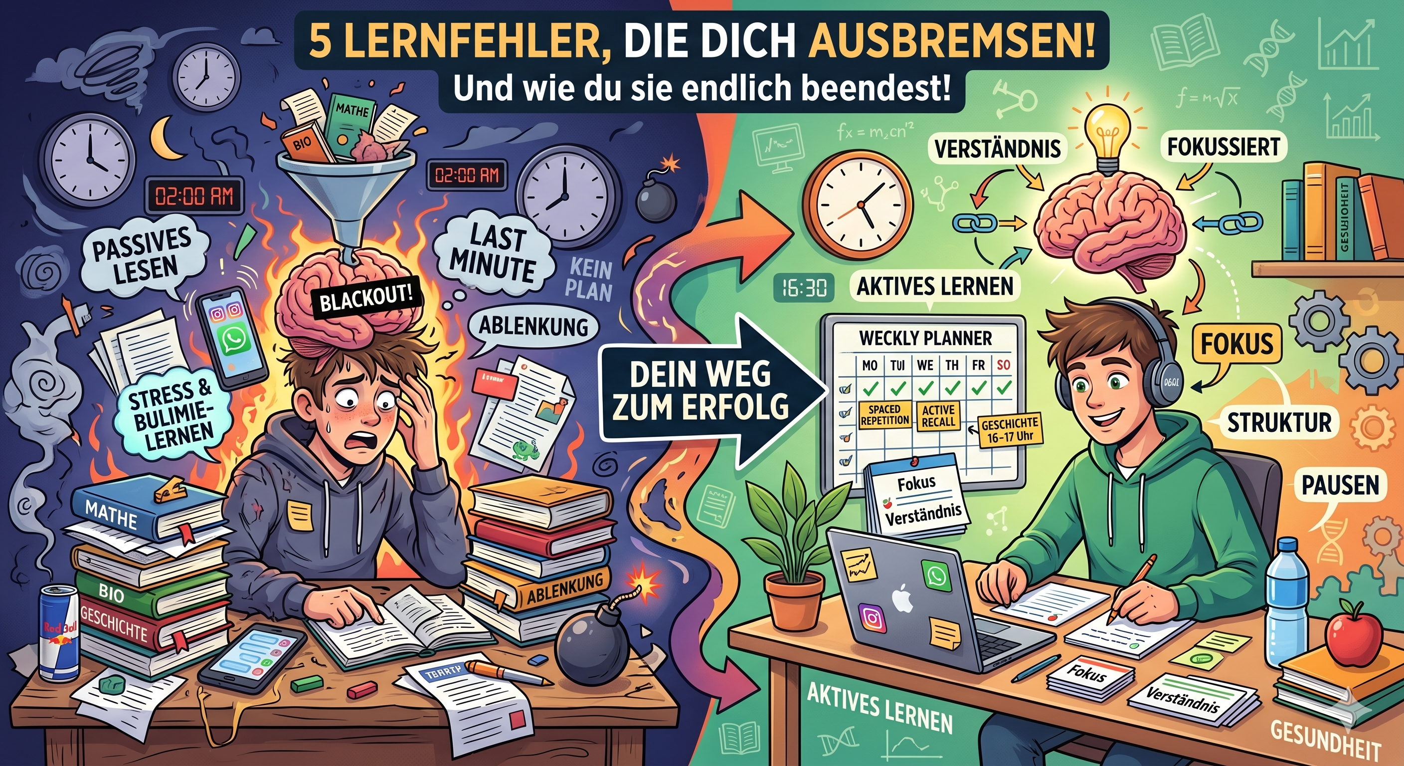 Die 5 häufigsten Lernfehler: Wie du sie vermeidest und deine Noten nachhaltig verbesserst