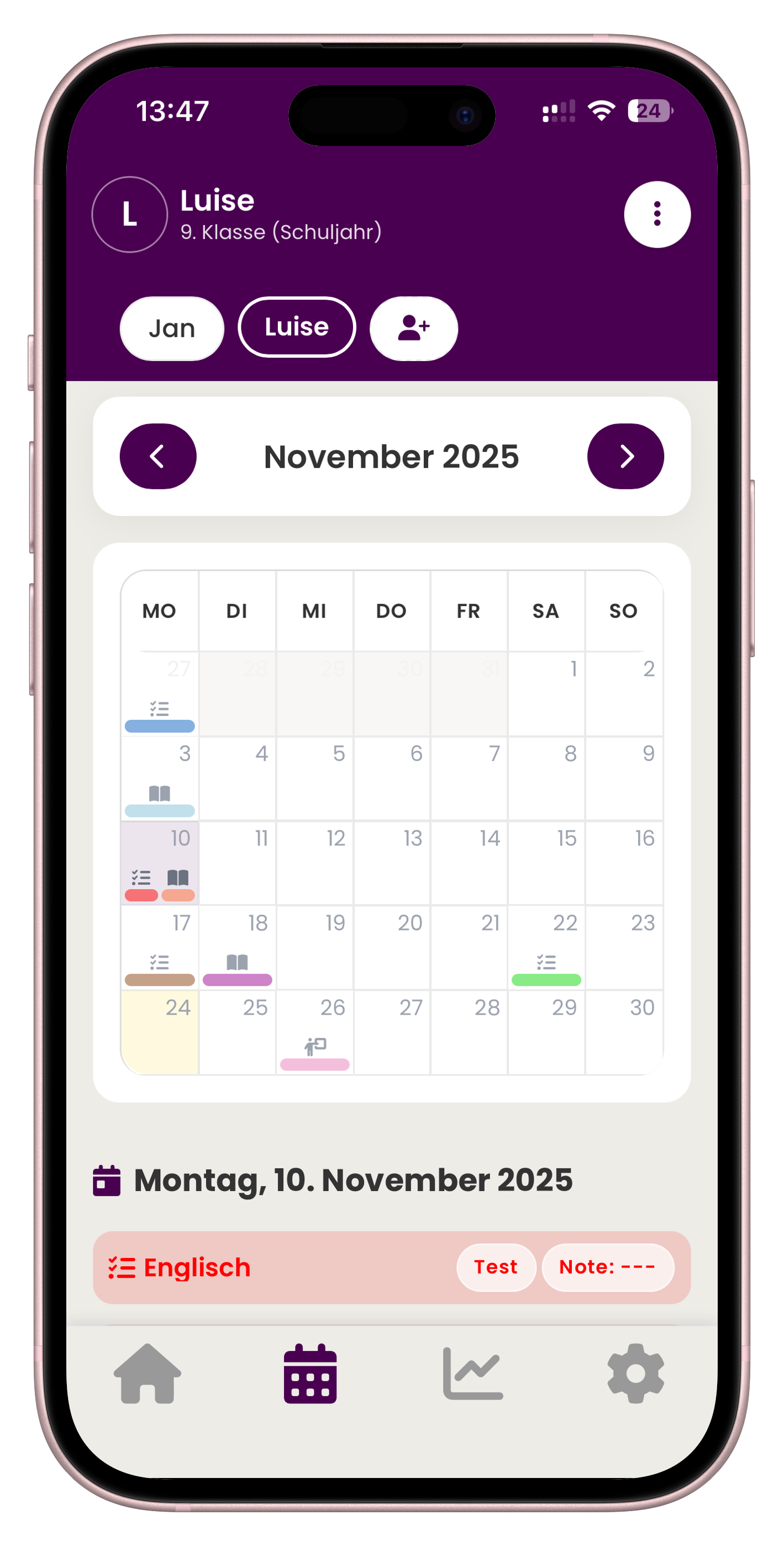 Erinnerungen und Kalender in der SchulPilot App