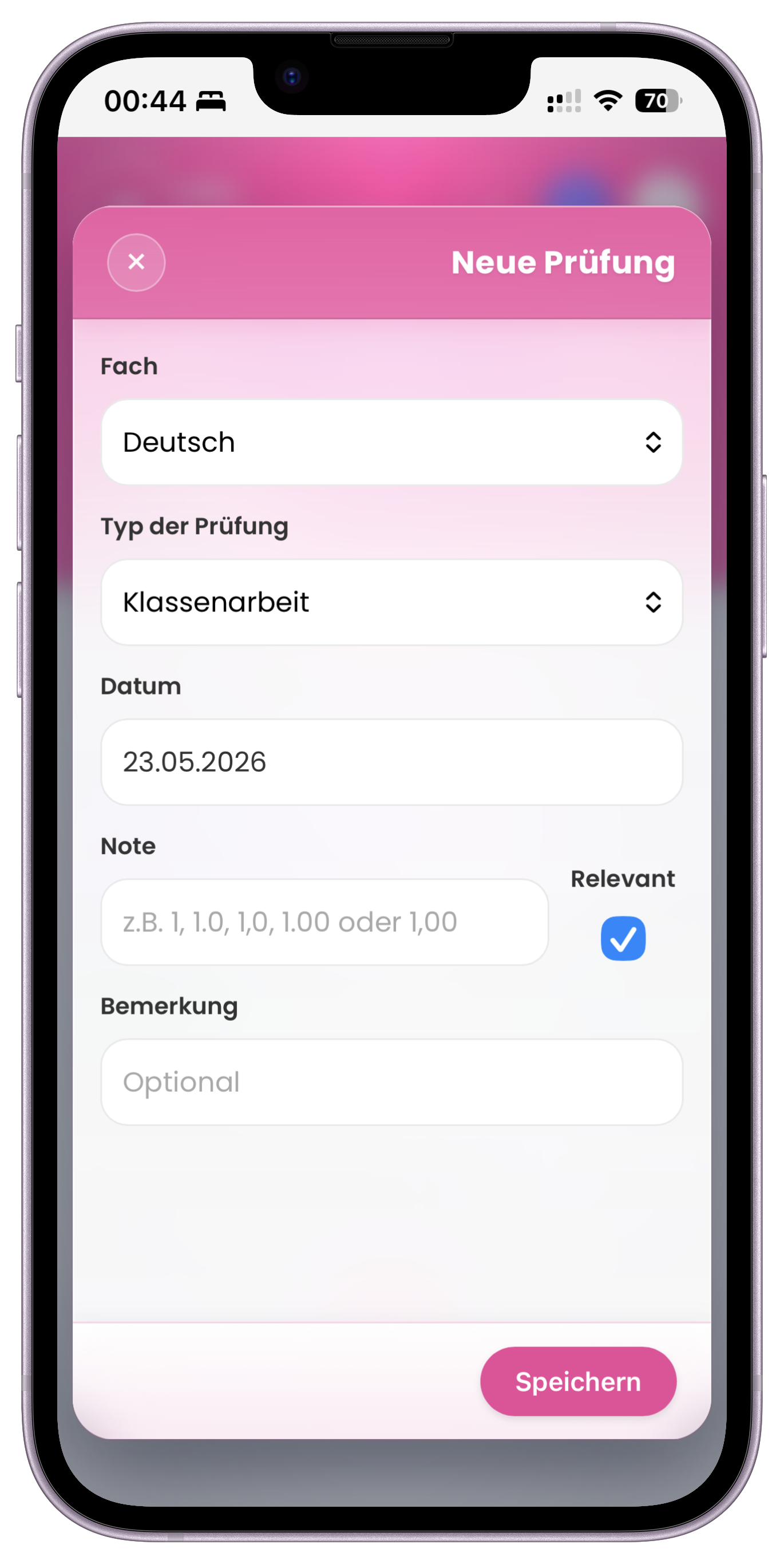 Modal für neue Prüfung